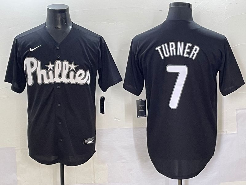 Men 2025 Philadelphia Phillies #7 Turner Black Fashion Nike MLB Jersey style 7091